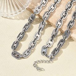 304 Stainless Steel Oval Link Chain Necklaces Bracelets Sets&nbsp;SJEW-D091-08P