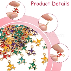 50Pcs 5 Colors Alloy Enamel Pendants&nbsp;ENAM-FS0002-30