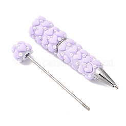 Alloy Flocking Heart & Plastic Imitation Pearl Ball-Point Pen&nbsp;OFST-D303-03P-03