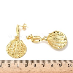 Shell Shape Brass Dangle Stud Earrings&nbsp;EJEW-F389-01G