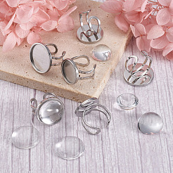 9Pcs 3 Sizes 304 Stainless Steel Cuff Pad Ring Settings&nbsp;DIY-PJ0001-09P