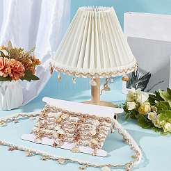 5yards Cotton Thread & Shell Beaded Trim Ribbon&nbsp;OCOR-CY0003-94B