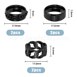 6Pcs 6 Style Stainless Steel Plain & Curb Chains Finger Rings Set for Women&nbsp;RJEW-FI0001-01