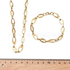 304 Stainless Steel Hollow Oval Link Chain Necklaces &  Bracelets Sets&nbsp;SJEW-D091-07G