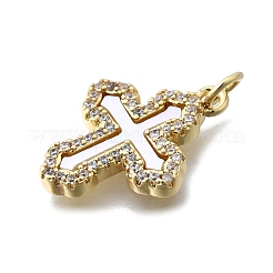 Brass Micro Pave Clear Cubic Zirconia Pendants&nbsp;X-KK-V010-10G-01