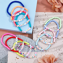 12Pcs 12 Style Handmade Polymer Clay Heishi Surfer Stretch Bracelets Set&nbsp;BJEW-AN0001-46
