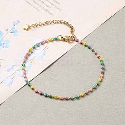 304 Stainless Steel Enamel Twisted Chain Bracelets&nbsp;BJEW-JB05609