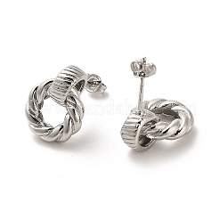 Twist Donut Rack Plating Brass Stud Earrings&nbsp;EJEW-M240-02P