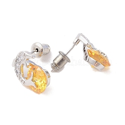 Rack Plating Brass Micro Pave Cubic Zirconia Stud Earrings&nbsp;EJEW-I304-03P-02