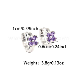 Anti-Tarnish Rhodium Plated Platinum 925 Sterling Silver Micro Pave Cubic Zirconia Hoop Earrings&nbsp;MJ7075-2