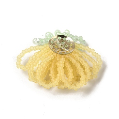 Glass Beads Braided Flower Cabochons&nbsp;GLAA-F120-01B