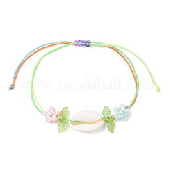 Handmade Natural Mixed Cowrie Shell Braided Bead Bracelets for Women&nbsp;BJEW-JB12512