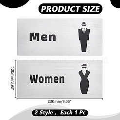 2Pcs 2 Styles Aluminum Women Restroom Toilet Sign Board&nbsp;AJEW-WR0003-26A