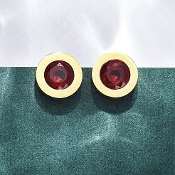 304 Stainless Steel Flat Round Stud Earrings&nbsp;EJEW-C099-23G-02