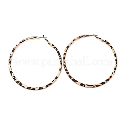 Ring with Leopard Print Alloy Hoop Earrings&nbsp;LS-EJEW-Z112-02P