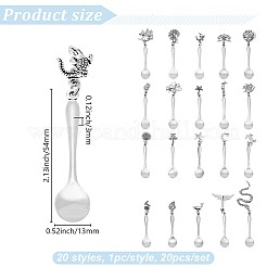 20Pcs 20 Styles Alloy Coffee Tea Spoon&nbsp;PALLOY-DR00001