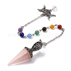 Natural Rose Quartz Pointed Hexagonal Cone Dowsing Pendulums&nbsp;G-Q184-03G-AS