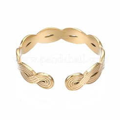304 Stainless Steel Twist Wrap Open Cuff Ring for Women&nbsp;RJEW-T023-07G