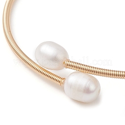 Natural Pearl Beaded Cuff Bangles&nbsp;BJEW-JB10120-02