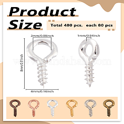 480Pcs 6 Colors Iron Screw Eye Pin Peg Bails&nbsp;IFIN-LP0001-47