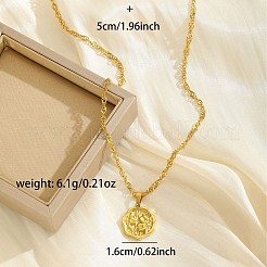 304 Stainless Steel Embossed Flower Pendant Necklaces for Women&nbsp;WG4082C-01
