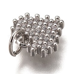 Brass Micro Pave Clear Cubic Zirconia Charms&nbsp;ZIRC-B002-61P
