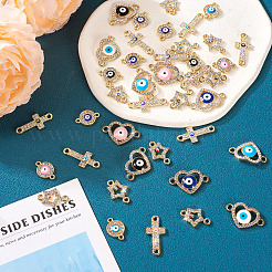40Pcs 20 Styles Evil Eye Zinc Alloy Enamel Connector Charms&nbsp;ENAM-TA0001-37