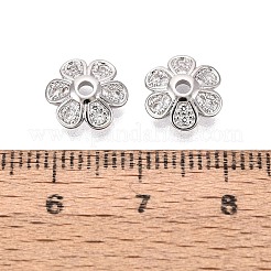 Brass Micro Pave Clear Cubic Zirconia Bead Caps&nbsp;KK-Q071-07P-02