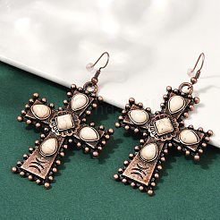 Alloy Synthetic Turquoise Dangle Earrings for Women&nbsp;LS-EJEW-U053-13R