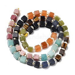 Synthetic Blue Goldstone & Natural Tiger Eye & Red Aventurine & Rhodonite & Dyed White Jade & Chinese Southern Jade Beads Strands&nbsp;G-H333-03C