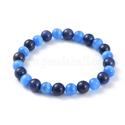 Natural Lapis Lazuli(Dyed) Stretch Bracelets&nbsp;BJEW-JB04506-04-1