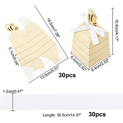 Paper with Polyester Ribbon Bees Candy Boxes&nbsp;CON-WH0079-70-1