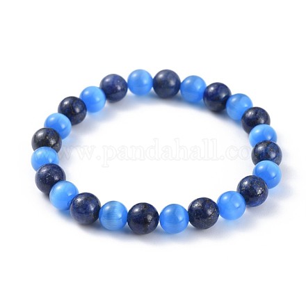 Natural Lapis Lazuli(Dyed) Stretch Bracelets&nbsp;BJEW-JB04506-04-1
