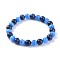 Natural Lapis Lazuli(Dyed) Stretch Bracelets, with Cat Eye Round Beads, 2-3/8 inch(6cm)