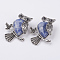 Natural Blue Spot Jasper Pendants, with Alloy Finding, Owl, Antique Silver, 46.5x35.5x11.5mm, Hole: 6x8.5mm