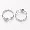 Brass Ring Components, Pad Ring Findings, Adjustable, Nickel Free, Platinum Color, 18mm inner diameter, Tray: 6mm