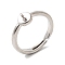 Brass Adjustable Finger Ring Setting, Loop Ring Base, Long-Lasting Plated, Cadmium Free & Lead Free, Platinum, 2mm, Hole: 2mm, US Size 6 3/4(17.1mm)