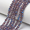 Electroplate Glass Beads Strands, Half Plated, Blue Plated, Faceted, Rondelle, Purple, 4x3.5mm, Hole: 0.4mm, about 100~110pcs/strand, 14.5~15.7 inch(37~40cm)
