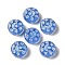 Transparent Lampwork Beads, Flat Round with Moon & Stars, Cornflower Blue, 13x5mm, Hole: 1mm, about 70~82pcs/100g
