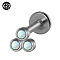 G23 Titanium Threadless Labrets, with Imitation Opal, Stainless Steel Color, Triangle, 6mm, Pin: 1.2mm