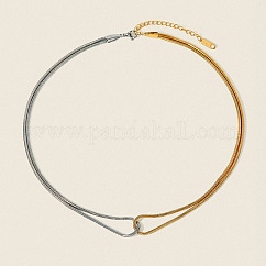 Two Tone 304 Stainless Steel Snake Chain Necklaces for Women, Golden & Stainless Steel Color, 15.75 inch(40cm)