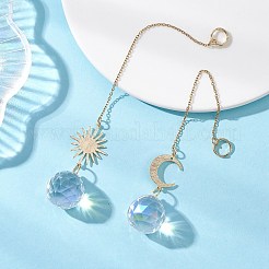 2Pcs Glass with Brass Hanging Suncatchers&nbsp;HJEW-JM04588