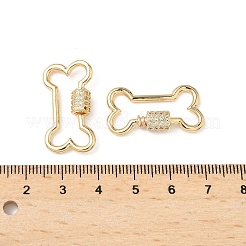Brass Micro Pave Clear Cubic Zirconia Screw Carabiner Lock Charms&nbsp;KK-Z118-06G-03