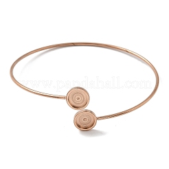 Ion Plating(IP) 304 Stainless Steel Cuff Blank Bangle Bases with Round Tray&nbsp;STAS-Z088-03B-RG
