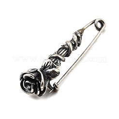 925 Sterling Silver Rose with Rattan Safety Pins&nbsp;JEWB-Q050-02AS