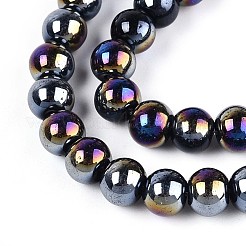 Electroplate Opaque Glass Beads Strands&nbsp;GLAA-T032-P6mm-AB01