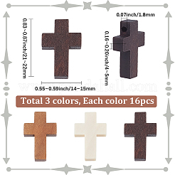 48Pcs 3 Colors Wooden Pendants&nbsp;WOOD-SC0002-27