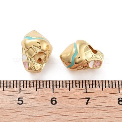 Ice Cream Cone House Rack Plating Brass Enamel Beads&nbsp;KK-G512-06G