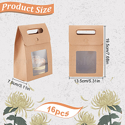 Folding Paper Gift Bags with Hole Handle and Plastic Visible Window&nbsp;ABAG-WH0038-52B-01