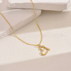 Elegant Hollow Brass Pave Cubic Zirconia Heart Pendant Double Layer Necklaces&nbsp;ZP2718-3